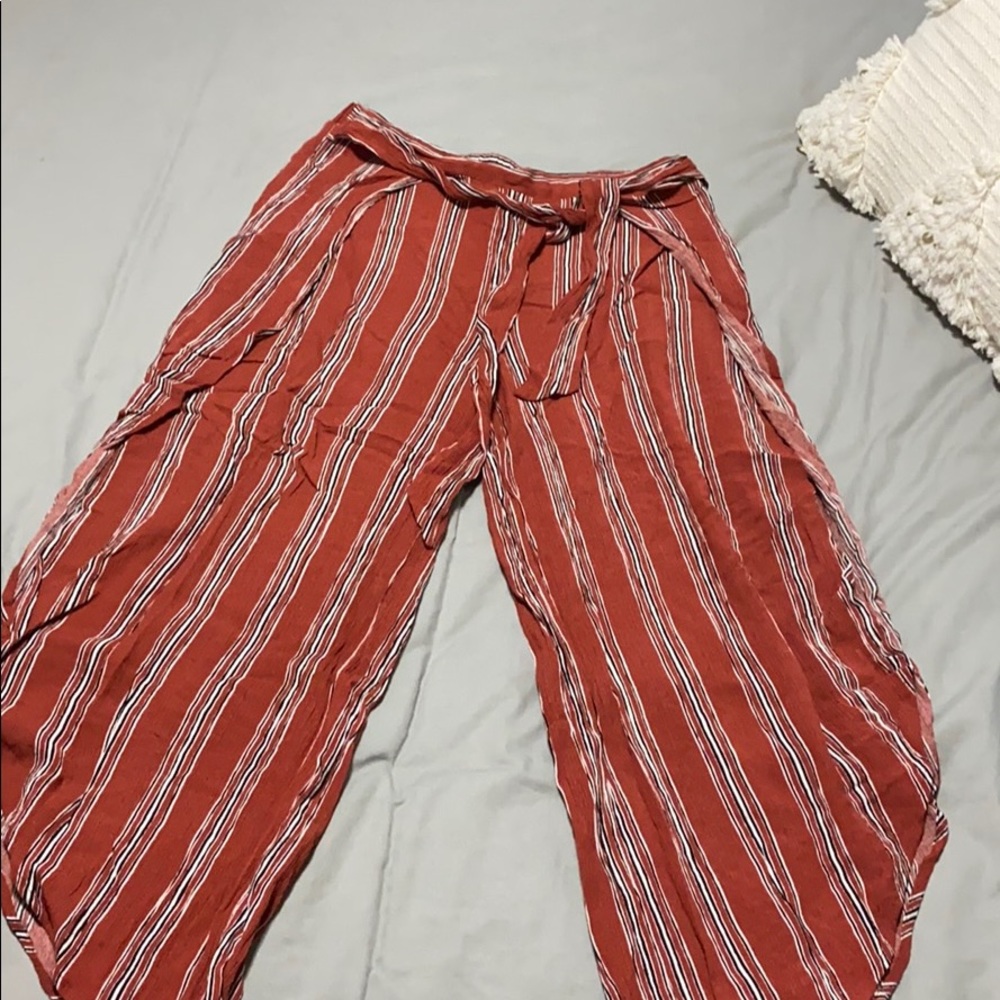 striped rustic gaucho pants